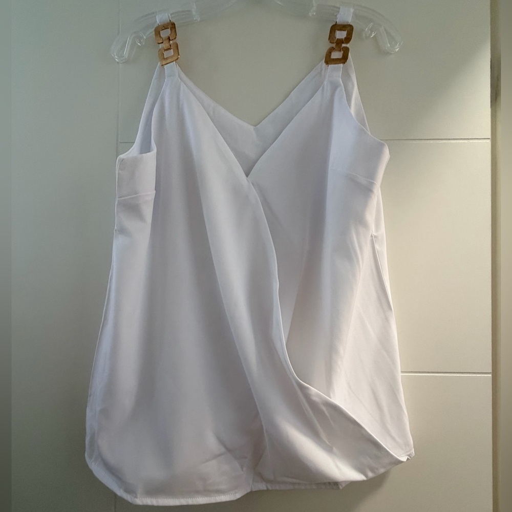 Women's White Draped V-Neck Cami Top